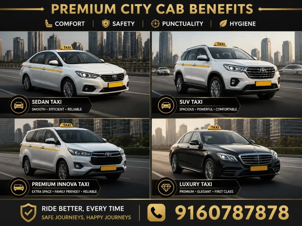 Passenger getting into city cab at doorstep for daily commute