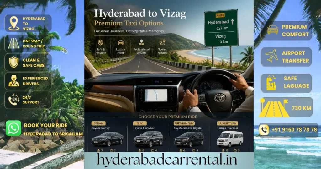 Hyderabad to Vizag cab service for family outstation travel