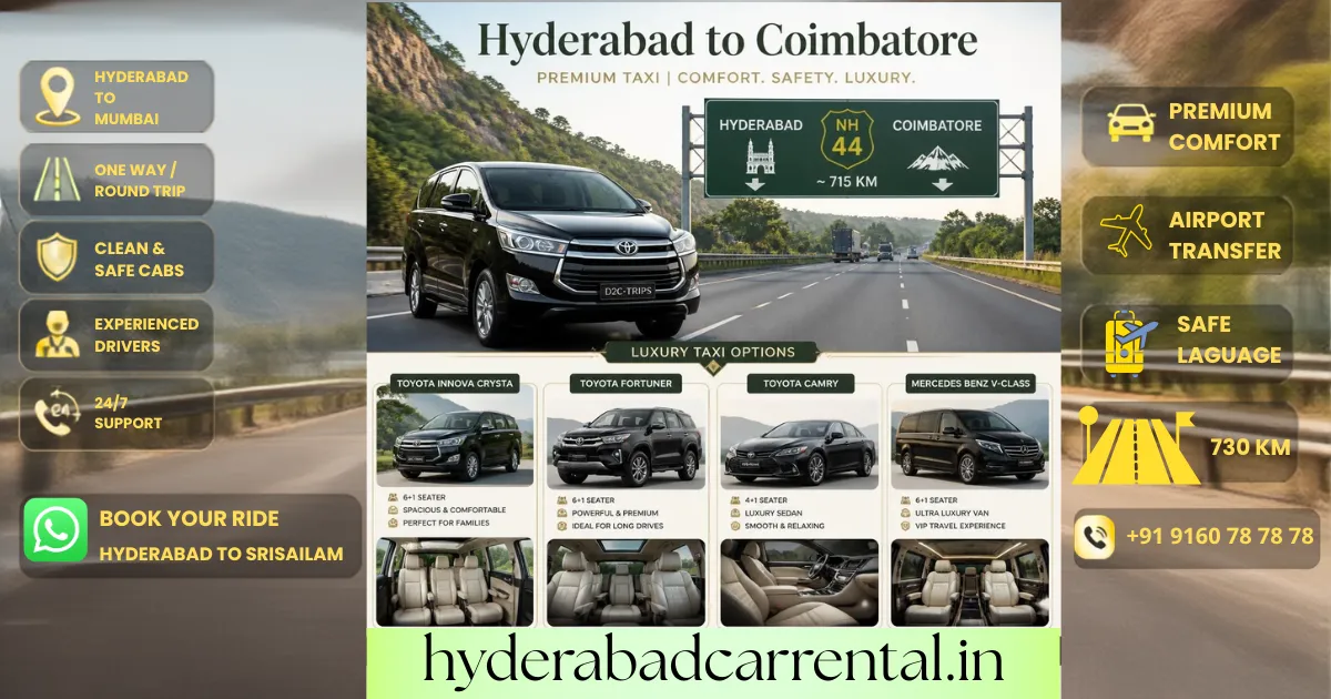 Hyderabad to Coimbatore Taxi