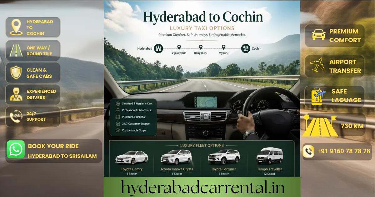Hyderabad to Cochin Cab Service