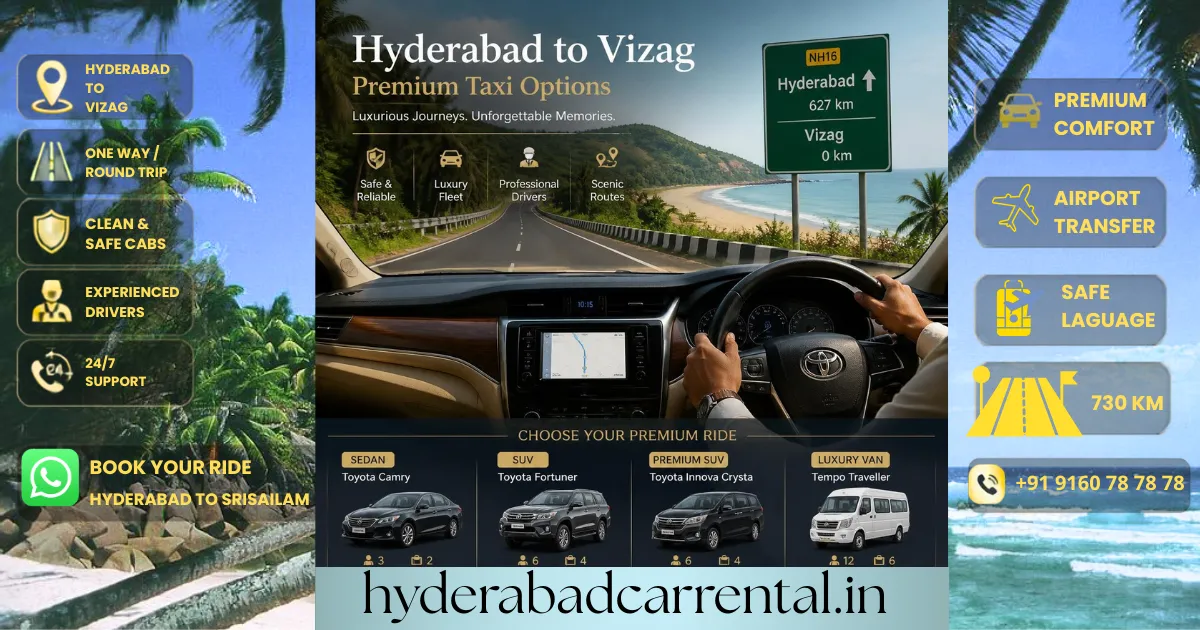 Hyderabad to Vizag Taxi Booking