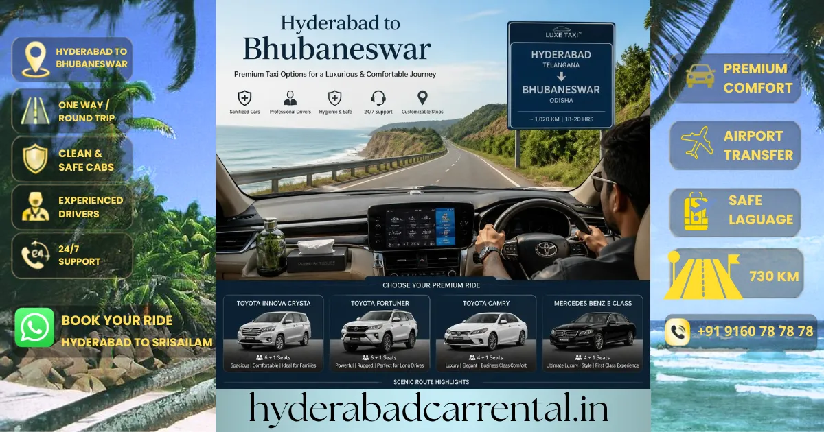 Hyderabad To Bhubaneswar Cabs