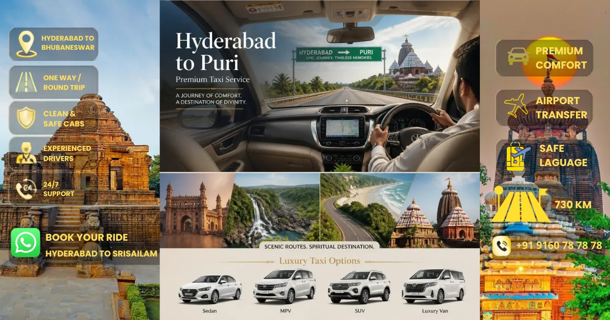 Hyderabad to Puri Taxi Online
