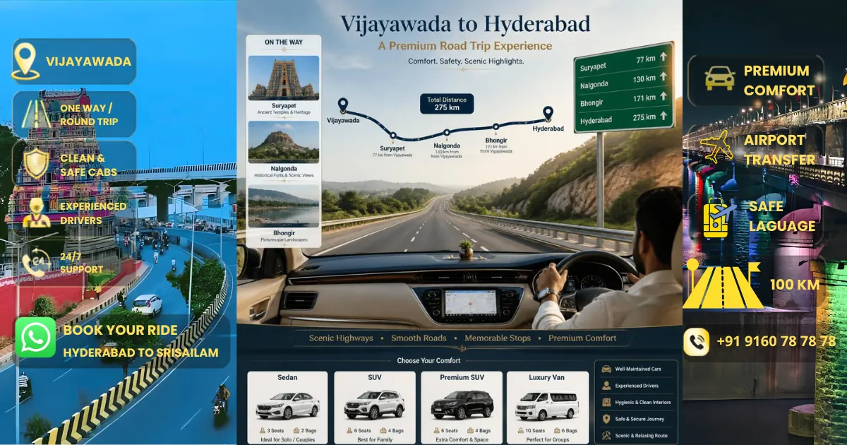 Vijayawada to Hyderabad Taxi