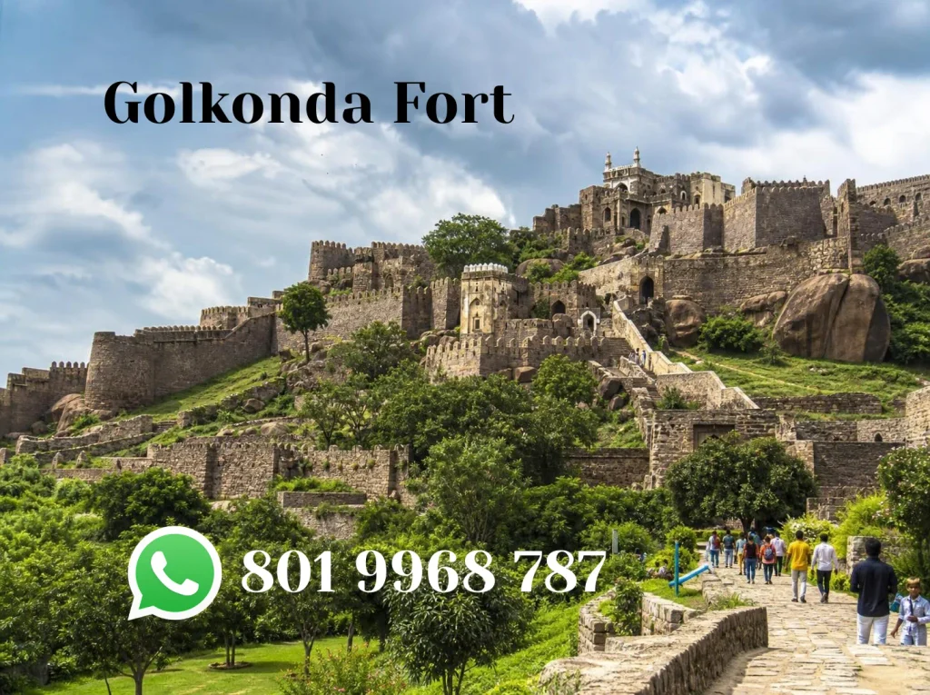 Ancient stone ramparts and architecture of Golconda Fort in Hyderabad